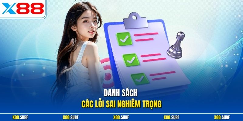 Điều khoản và điều kiện X88 3 Danh sách các lỗi sai nghiêm trọng